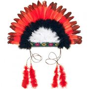 Indianen haartooi rood/zwart - half elastiek - Souza 102911